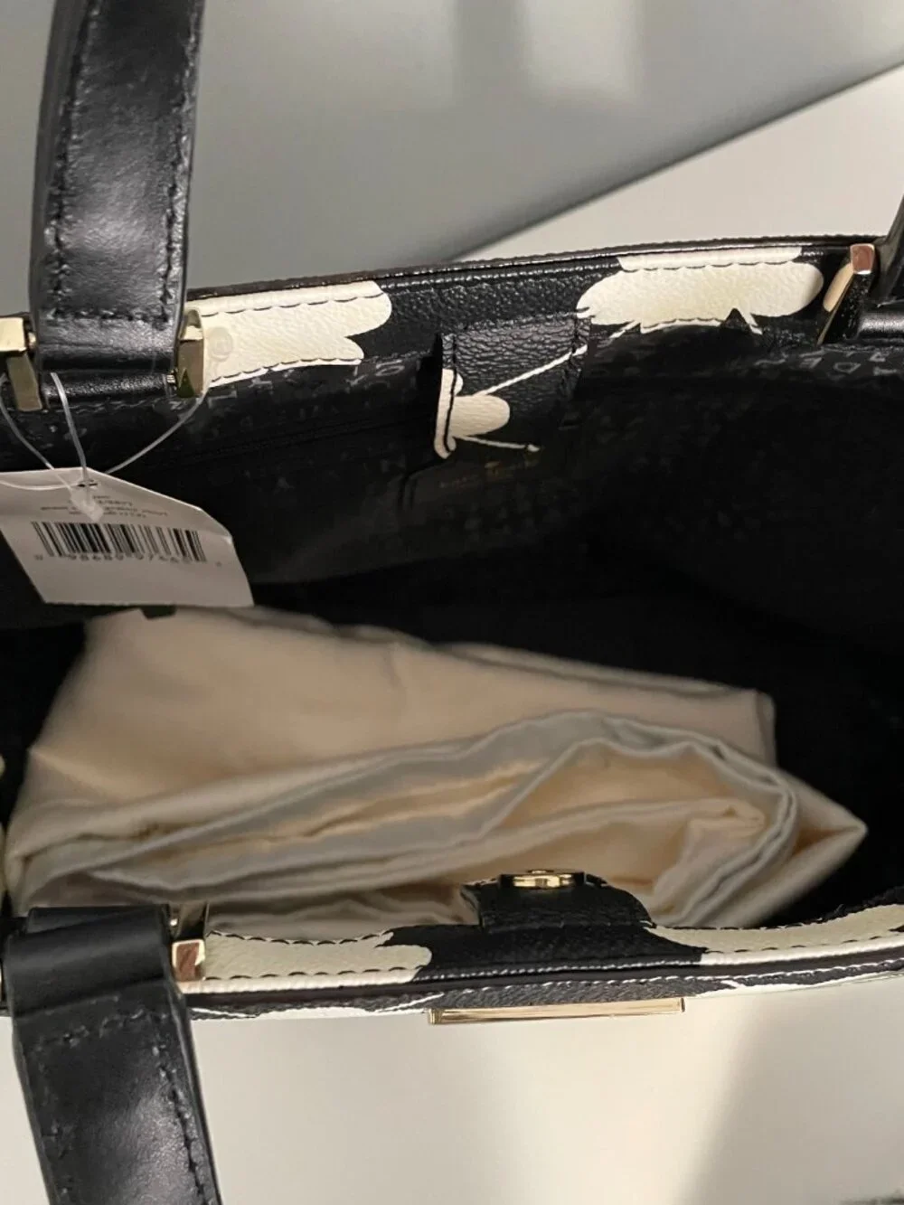 New Kate Spade Juno Floral Grant St Vinyl Mini Tote Black White $298
